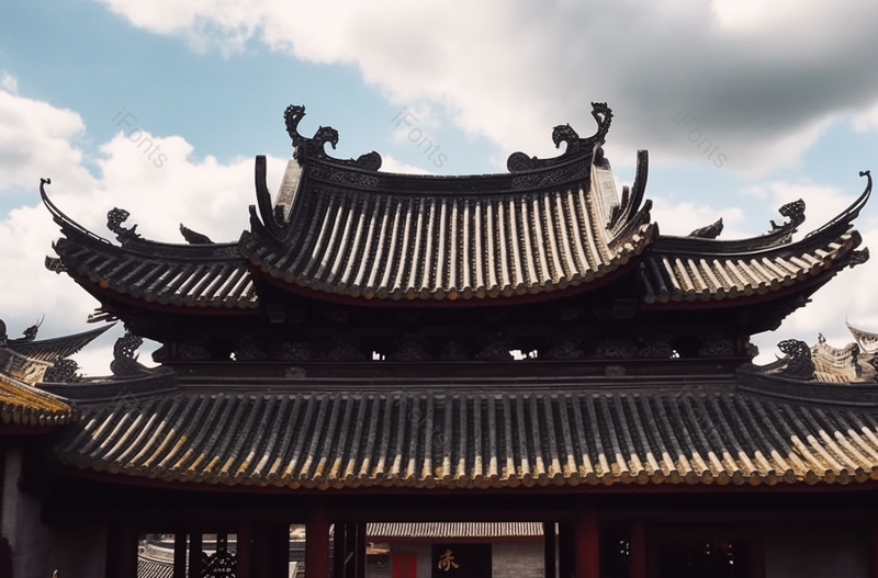古风建筑屋顶屋檐天空摄影图,高清,摄影图,摄影图片,图片大全,摄影图免费下载